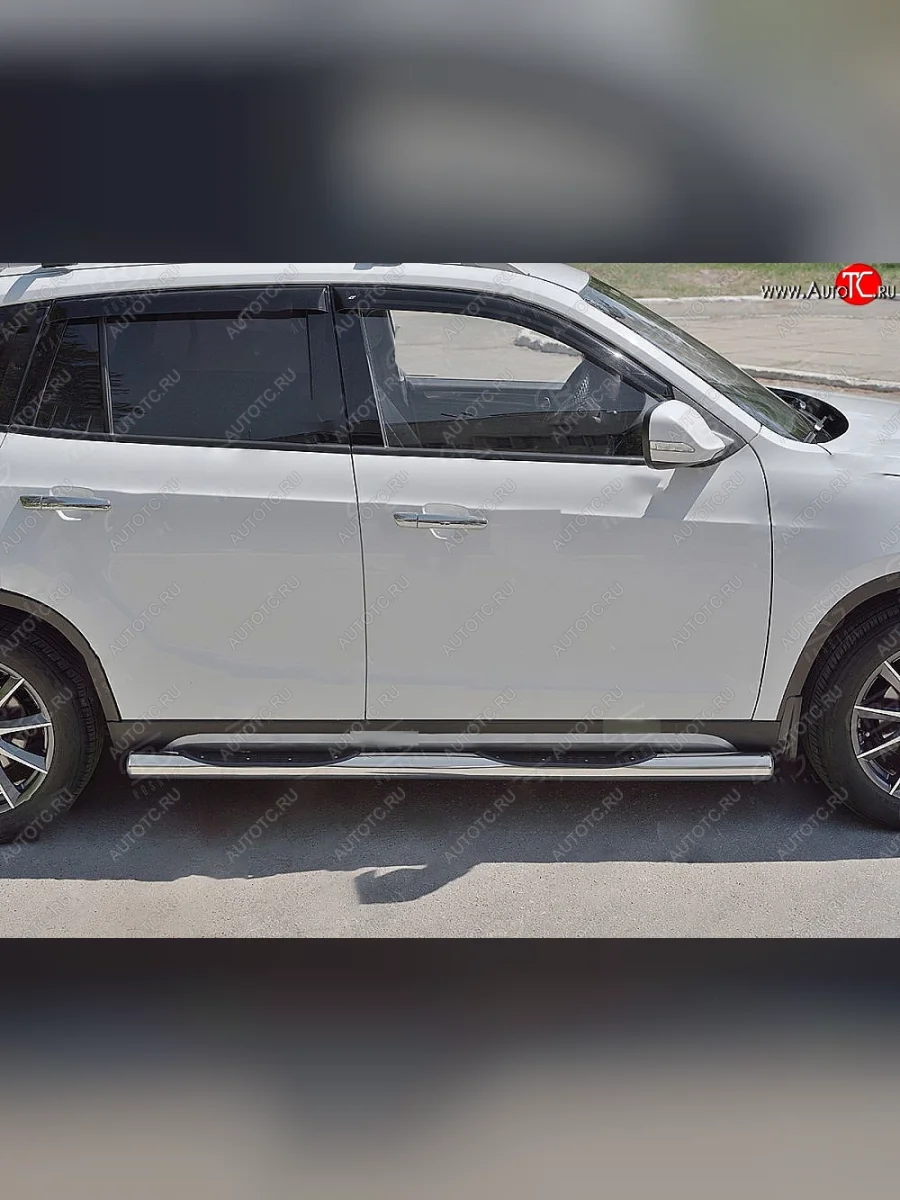 Защита порогов из трубы d76 мм с пластиковыми вставками для ног SLITKOFF v3 Brilliance V5 (2012-2018)  в Воронеже Воронежской области