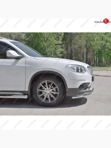 Защита переднего бампера (2 трубыØ42 мм, нержавейка) SLITKOFF Brilliance V5 (2012-2018)