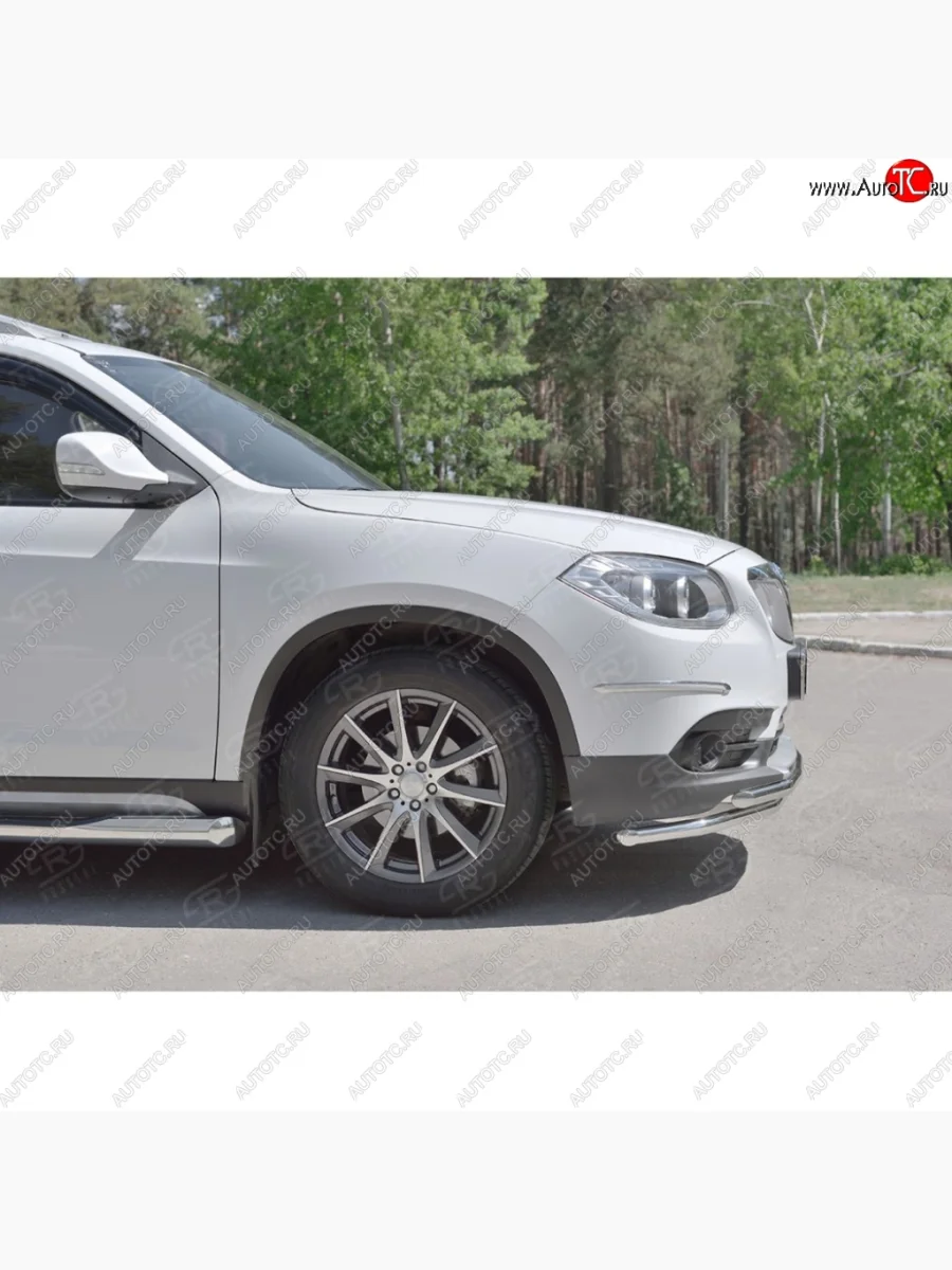 Защита переднего бампера (2 трубыØ42 мм, нержавейка) SLITKOFF Brilliance V5 (2012-2018)  в Керчи Республика Крым