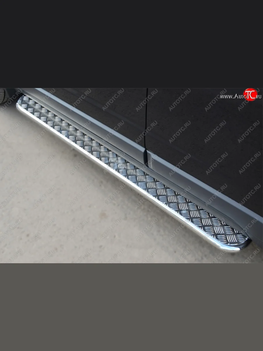 Широкая защита порогов с трубой диаметром 42 мм SLITKOFF v2 Chevrolet Captiva 2-ой рестайлинг (2013-2016)