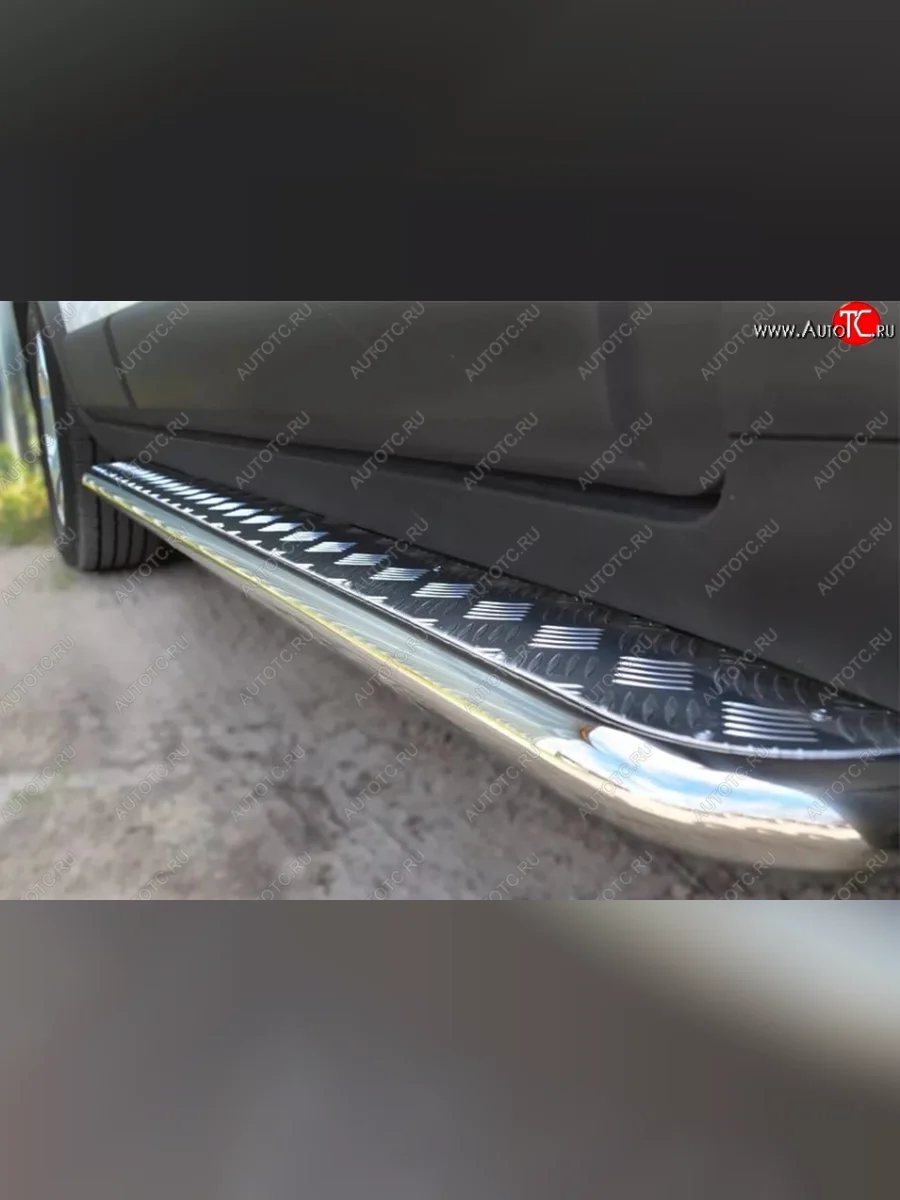 Широкая защита порогов с трубой диаметром 42 мм SLITKOFF v3 Chevrolet Captiva 2-ой рестайлинг (2013-2016)  в Перми Пермском крае