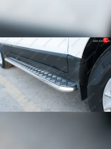 Широкая защита порогов с трубой d42 мм SLITKOFF v2 Ford EcoSport (2013-2019) дорестайлинг