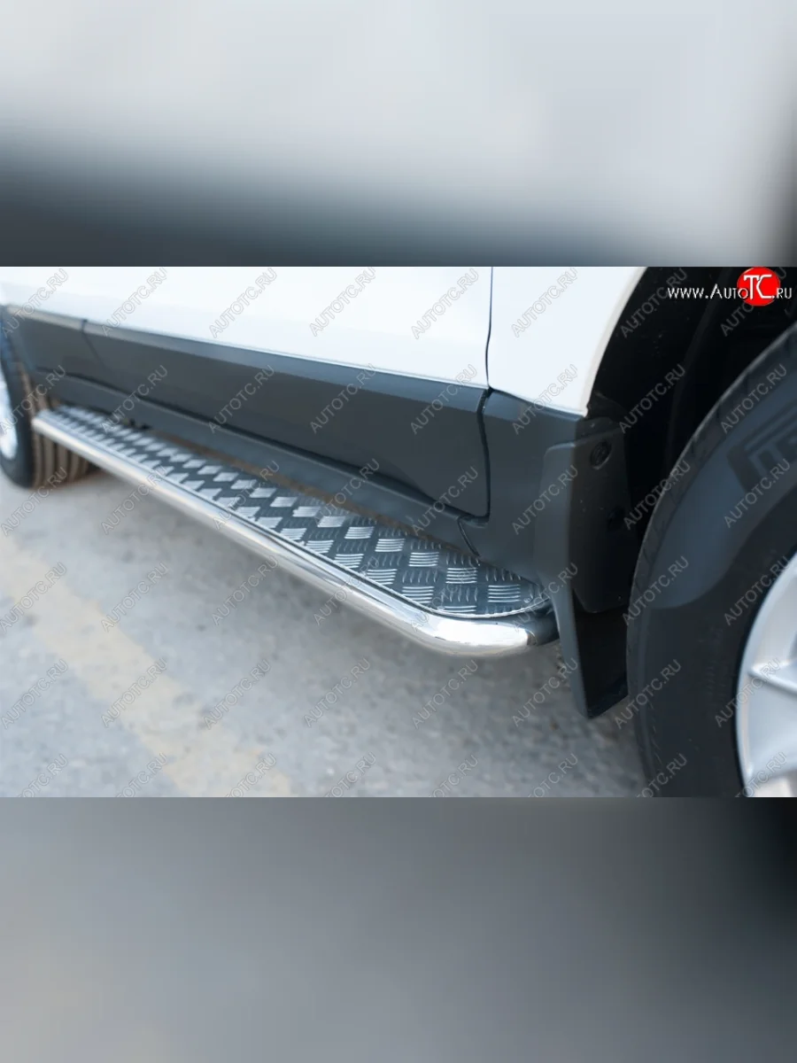 Широкая защита порогов с трубой d42 мм SLITKOFF v2 Ford EcoSport дорестайлинг (2013-2019)  в Перми Пермском крае