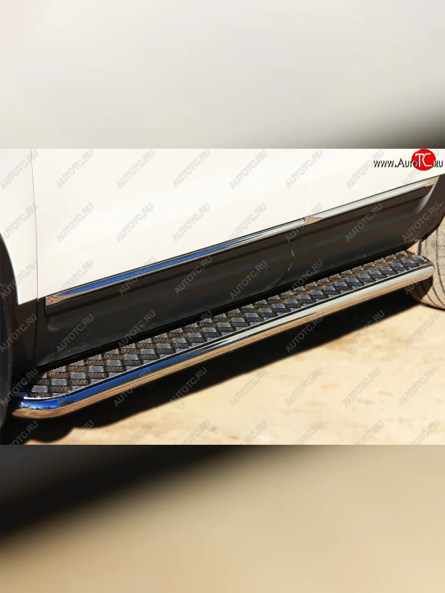 Широкая защита порогов с трубой диаметром 42 мм SLITKOFF v2 Ford Explorer U502 дорестайлинг (2010-2016)  в Самаре Самарской области