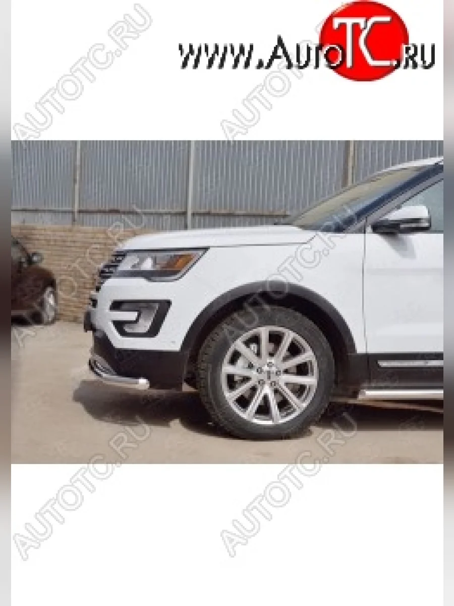 Защита переднего бампера (Ø63 секции, нержавейка) SLITKOFF Ford Explorer U502 1-ый рестайлинг, 5 дв. (2015-2018)  в Самаре Самарской области