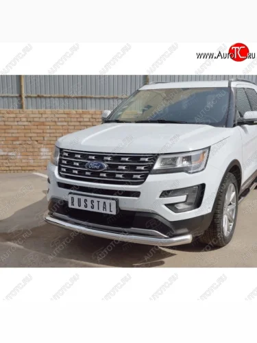Одинарная защита переднего бампера диаметром 76 мм Ford Explorer  U502 (2015-2019) 1-ый рестайлинг, 5 дв., 2-ой рестайлинг, 5 дв.