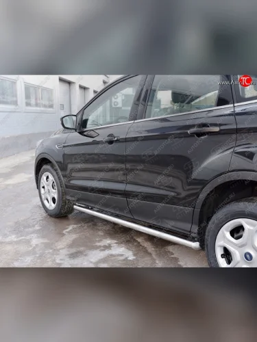 Защита порогов из круглой трубы диаметром 63 мм SLITKOFF v3 Ford Kuga 2 рестайлинг (2016-2019)