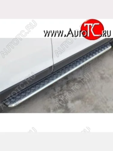 Широкая защита порогов с трубой диаметром 42 мм SLITKOFF v3 Ford Ranger  DoubleCab (2011-2016) дорестайлинг