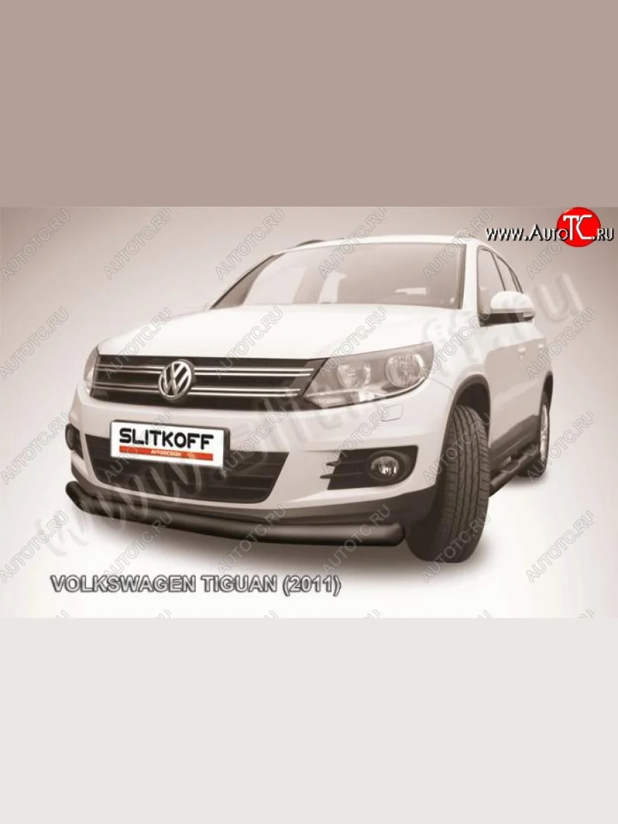 Защита переднего бампер Slitkoff  Volkswagen Tiguan (2011-2017) NF (Цвет: серебристый)  в Самаре Самарской области