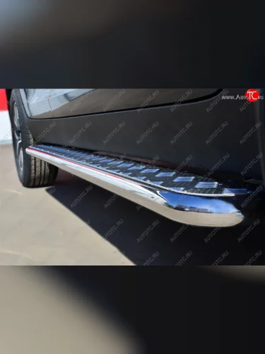 Широкая защита порогов из трубы диаметром 42 мм SLITKOFF v3 Honda CR-V  RM1,RM3,RM4 (2012-2015) дорестайлинг