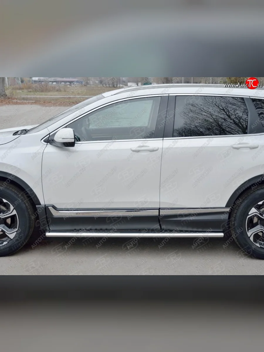 Защита порогов Russtal из овальной трубы d120х60 с проступью Russtal Honda CR-V RW,RT дорестайлинг (2016-2020)  в Керчи Республика Крым