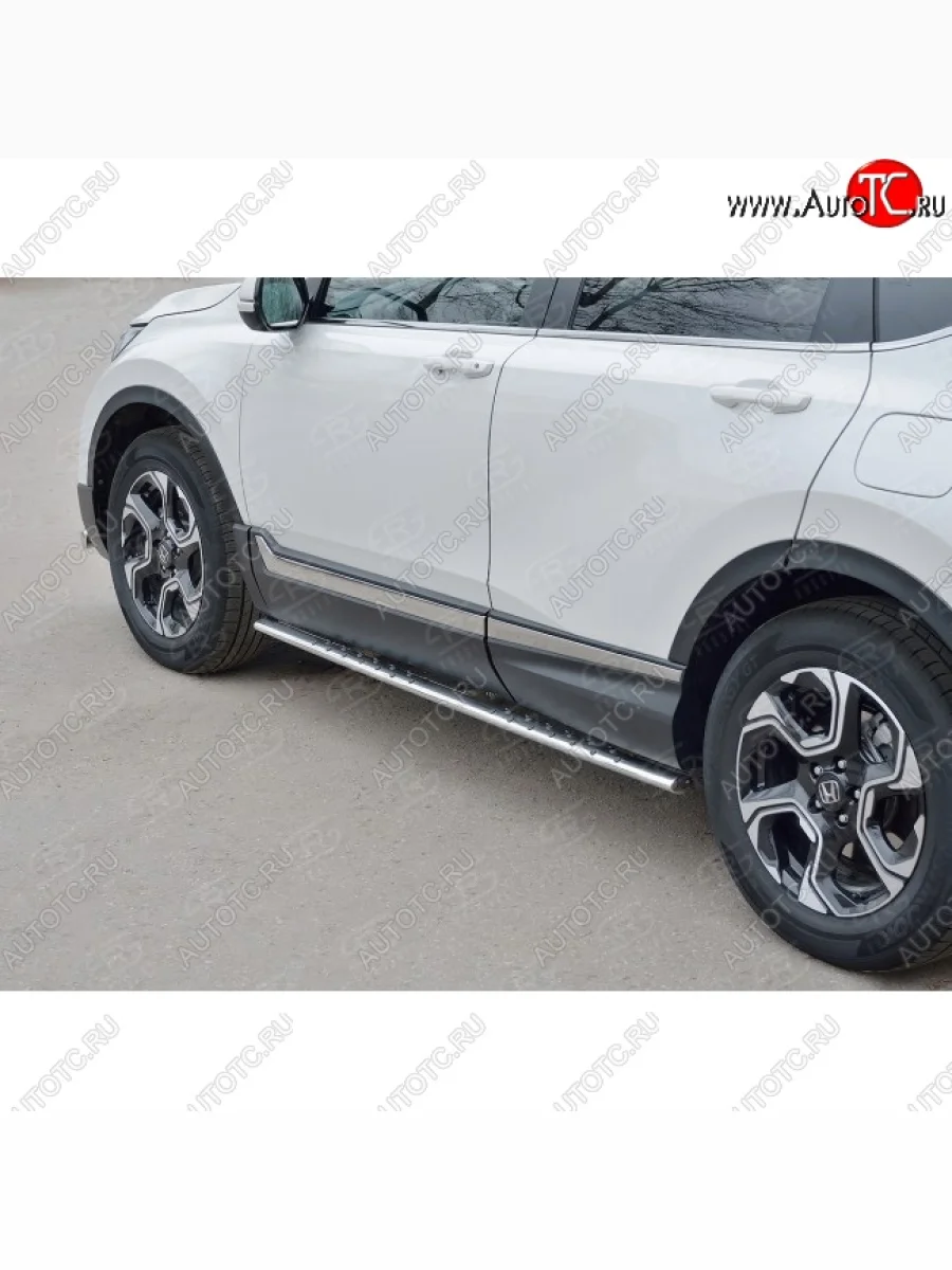 Защита порогов Russtal из овальной трубы d75х42 с проступью Russtal Honda CR-V RW,RT дорестайлинг (2016-2020)  в Керчи Республика Крым