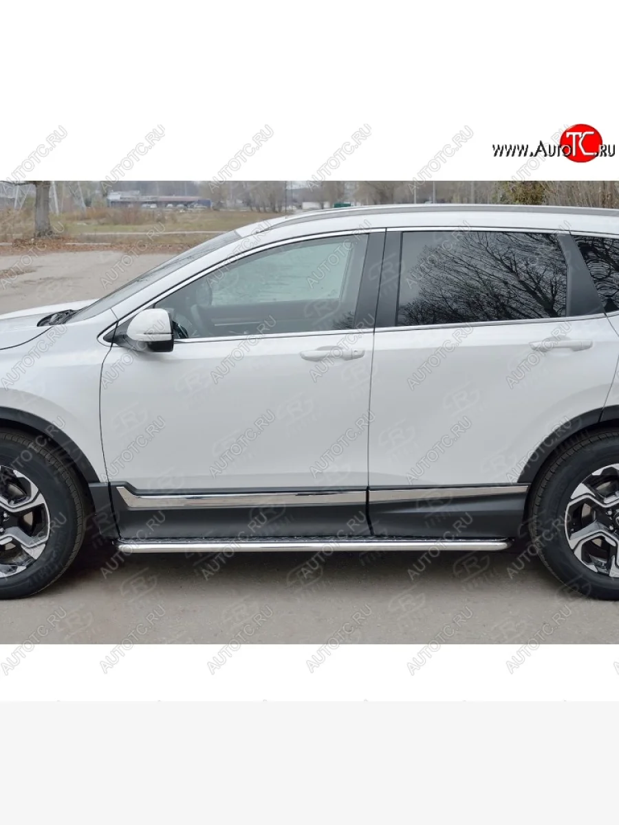 Широкая защита порогов с листом SLITKOFF Honda CR-V RW,RT дорестайлинг (2016-2020)  в Воронеже Воронежской области