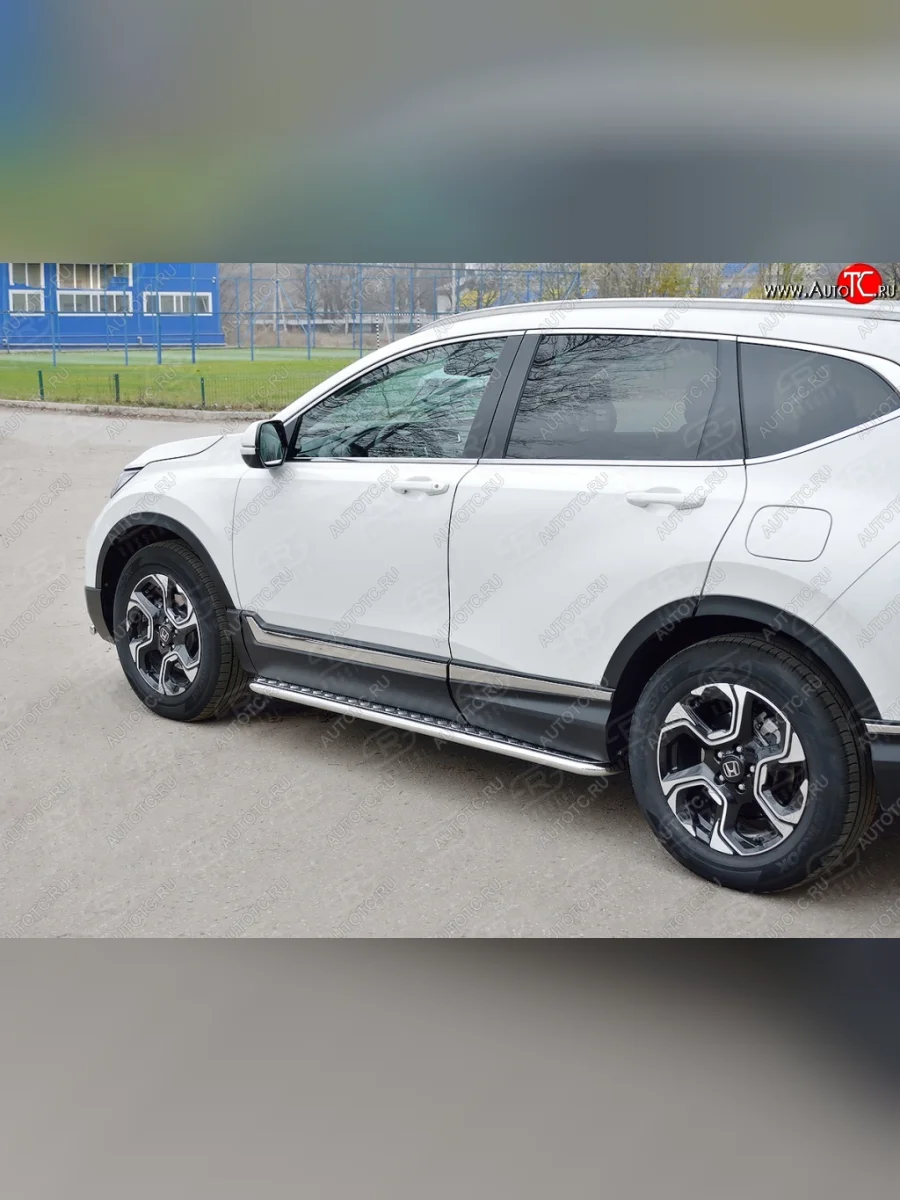 Широкая защита порогов SLITKOFF v2 Honda CR-V RW,RT дорестайлинг (2016-2020)  в Самаре Самарской области