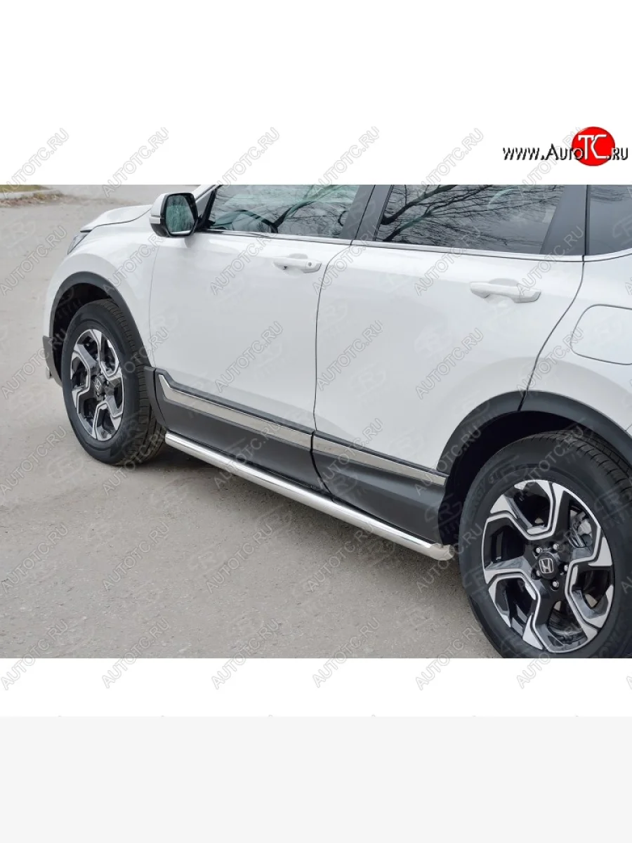 Защита порогов из круглой трубы диаметром 63 мм SLITKOFF v1 Honda CR-V RW,RT дорестайлинг (2016-2020)  в Керчи Республика Крым