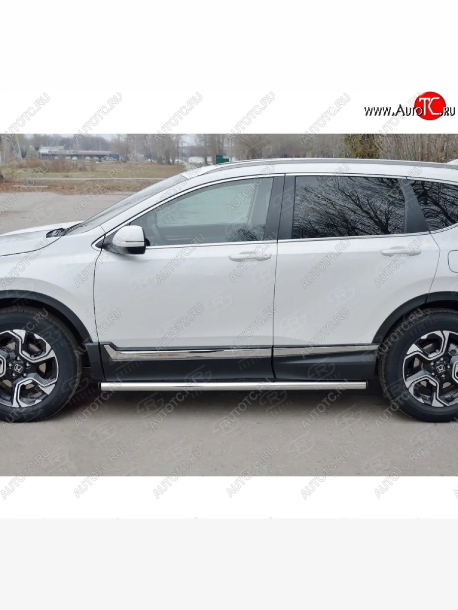 Защита порогов из круглой трубы диаметром 63 мм SLITKOFF v2 Honda CR-V RW,RT дорестайлинг (2016-2020)  в Самаре Самарской области