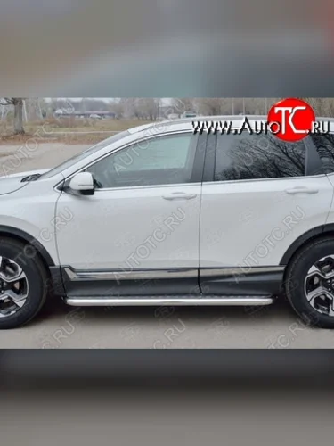 Широкая защита порогов из трубы диаметром 63 мм SLITKOFF v3 Honda CR-V  RW,RT (2016-2020) дорестайлинг