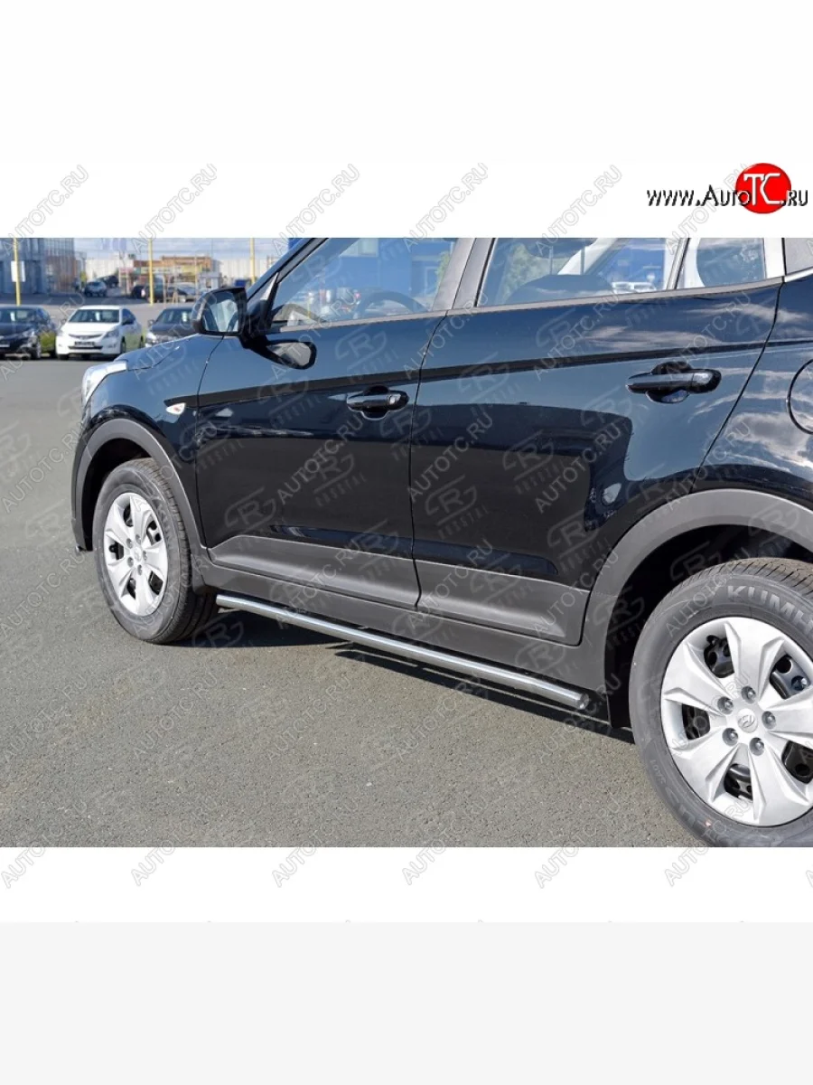 Защита порогов из круглой трубы d42 мм SLITKOFF v3 Hyundai Creta GS дорестайлинг (2015-2019)  с доставкой в г. Керчь