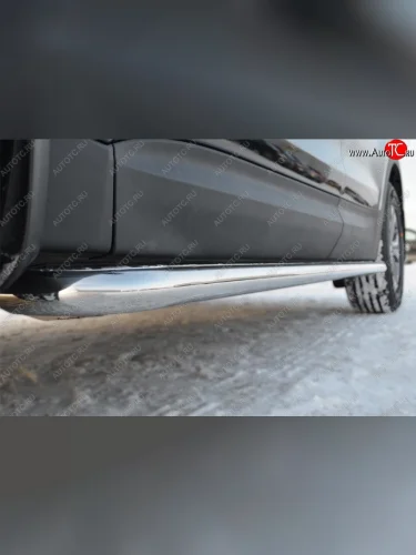 Широкая защита порогов из трубы d42 мм SLITKOFF v2 Hyundai Santa Fe  DM (2012-2016) дорестайлинг