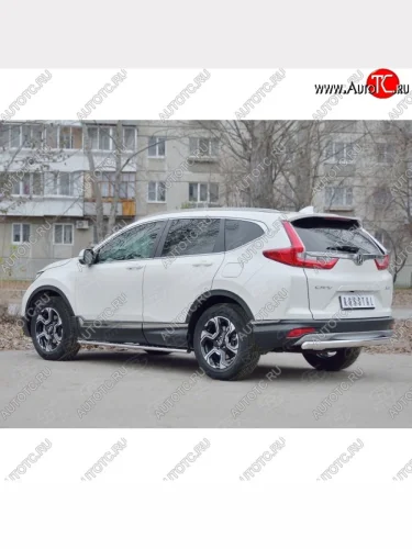 Защита заднего бампера (Ø75x42 мм, нержавейка) Russtal Honda CR-V RW,RT дорестайлинг (2016-2020)