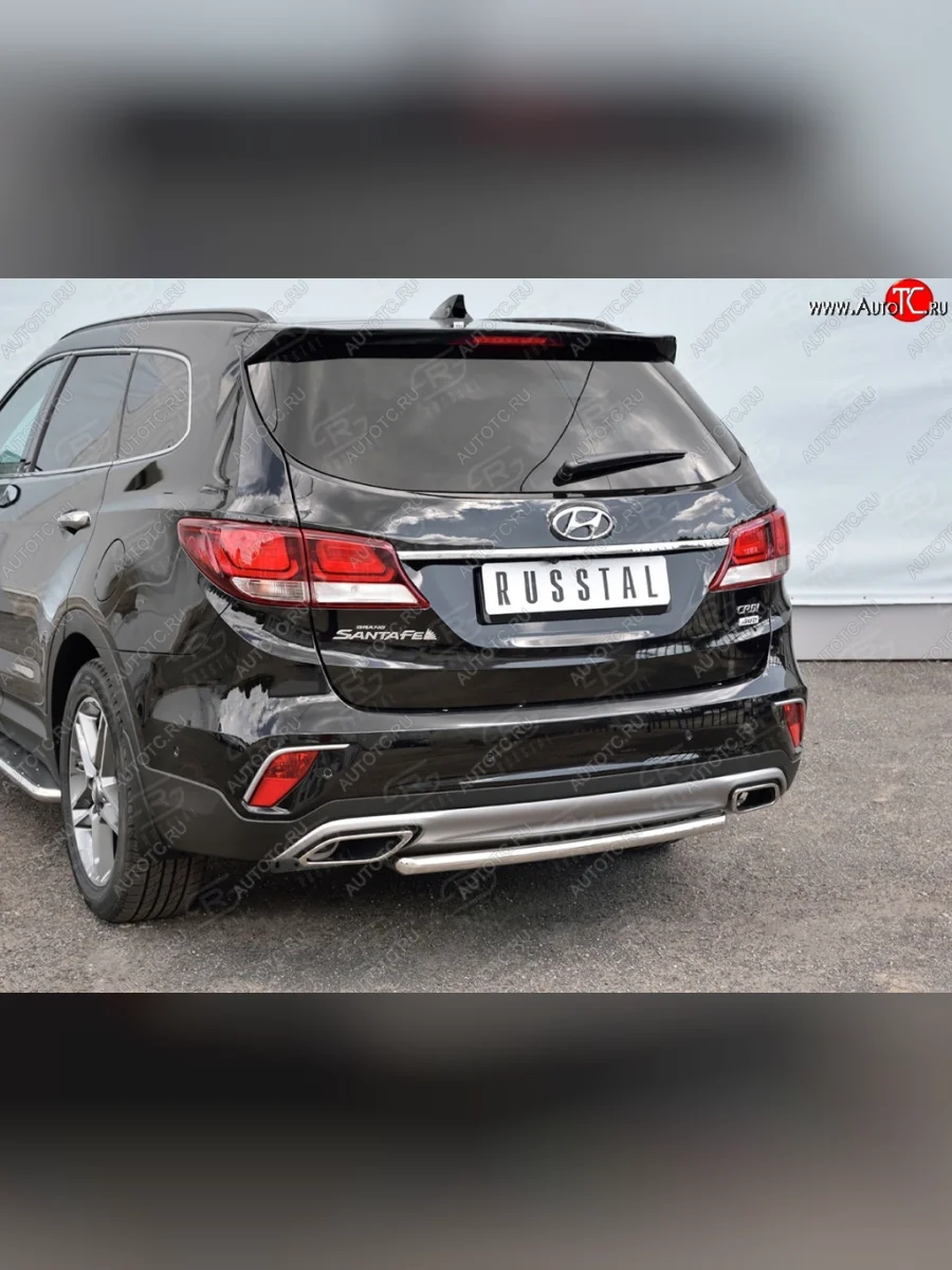 Одинарная защита заднего бампера из трубы d42 мм SLITKOFF  Hyundai Grand Santa Fe (2016-2018) 1 DM  в Самаре Самарской области