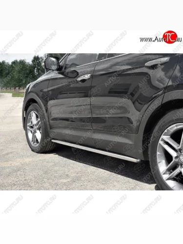 Защита порогов из круглой трубы диаметром 42 мм SLITKOFF v3 Hyundai Grand Santa Fe  1 DM (2016-2018) рестайлинг