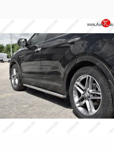 Защита порогов из круглой трубы диаметром 63 мм SLITKOFF v3 Hyundai Grand Santa Fe  1 DM (2016-2018) рестайлинг