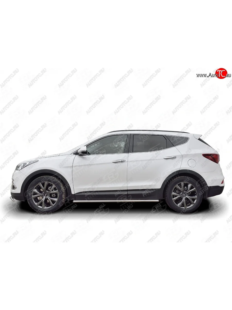 Защита порогов из круглой трубы d42 мм PREMIUM SLITKOFF v3  Hyundai Santa Fe (2015-2019) DM  в Самаре Самарской области