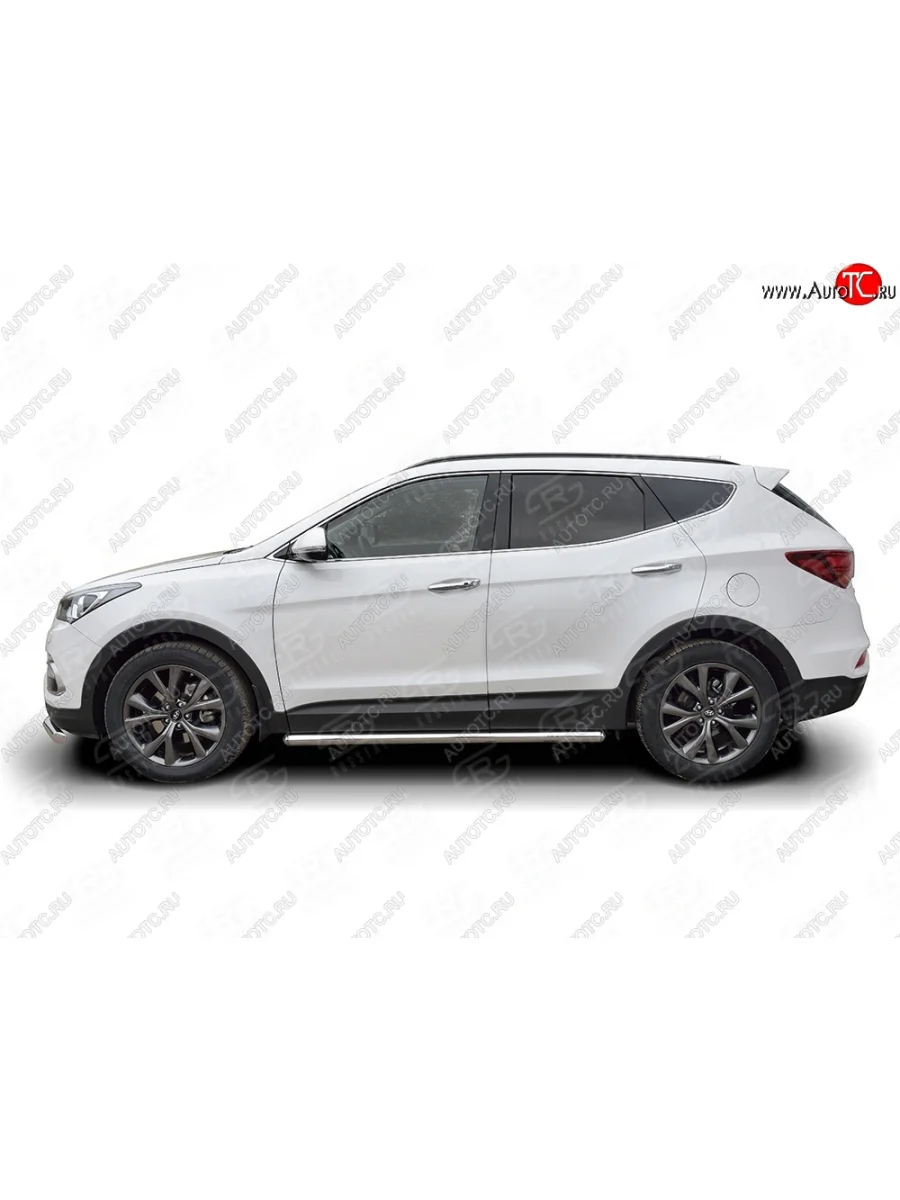 Защита порогов из круглой трубы диаметром 63 мм PREMIUM SLITKOFF v3 Hyundai Santa Fe DM рестайлинг (2015-2019)  в Керчи Республика Крым