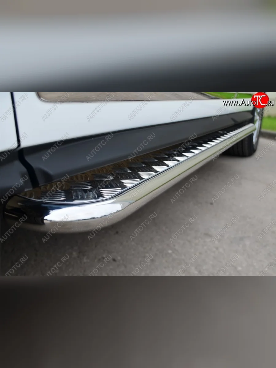 Порожки для ног (Ø42) SLITKOFF INFINITI JX35 (2012-2014) (лист - алюминий, профиль - сталь)  в Воронеже Воронежской области