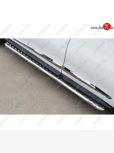 Широкая защита порогов с трубой диаметром 42 мм SLITKOFF v3 INFINITI JX35 - QX60  L50