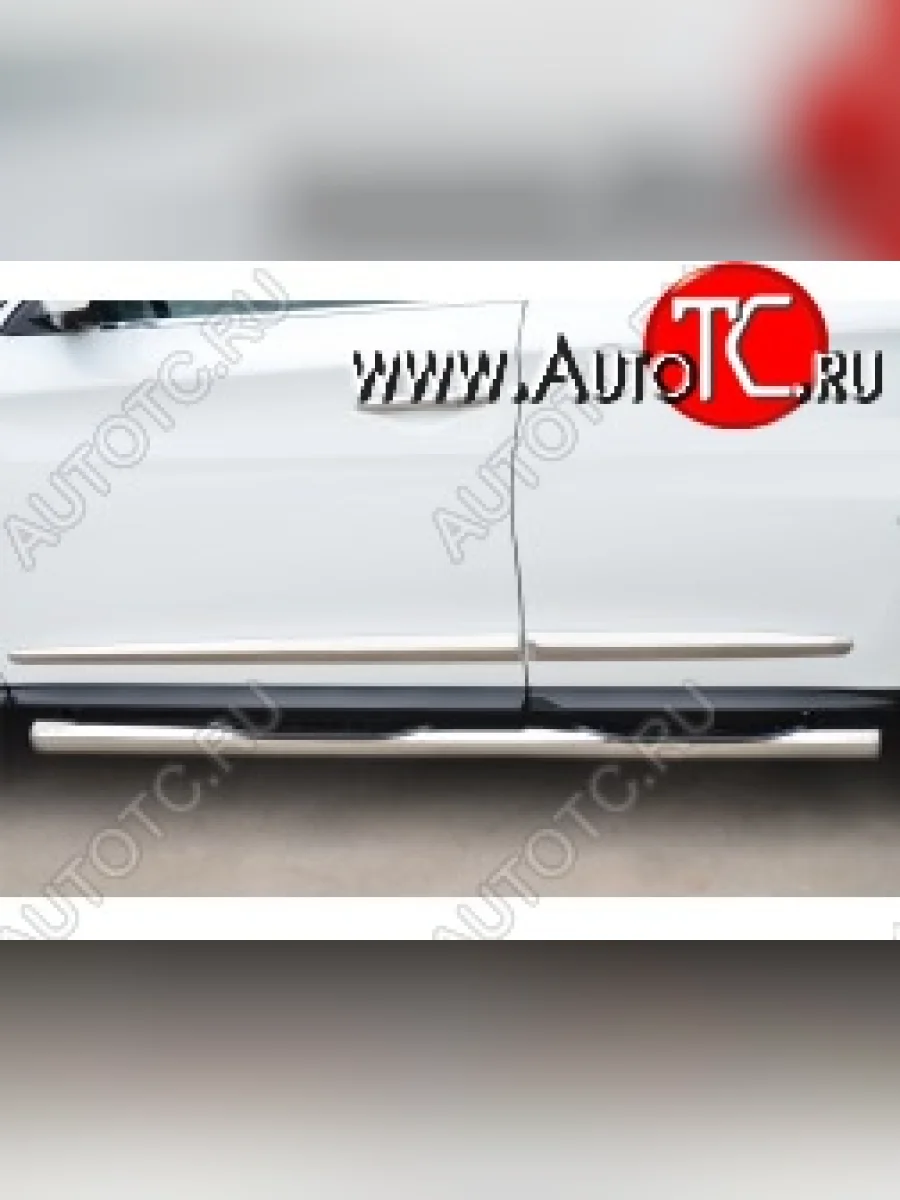 Защита порогов с пластиковыми вставками для ног SLITKOFF из круглой трубы диаметром 76 v3 INFINITI QX60 L50 дорестайлинг (2013-2016)  в Керчи Республика Крым