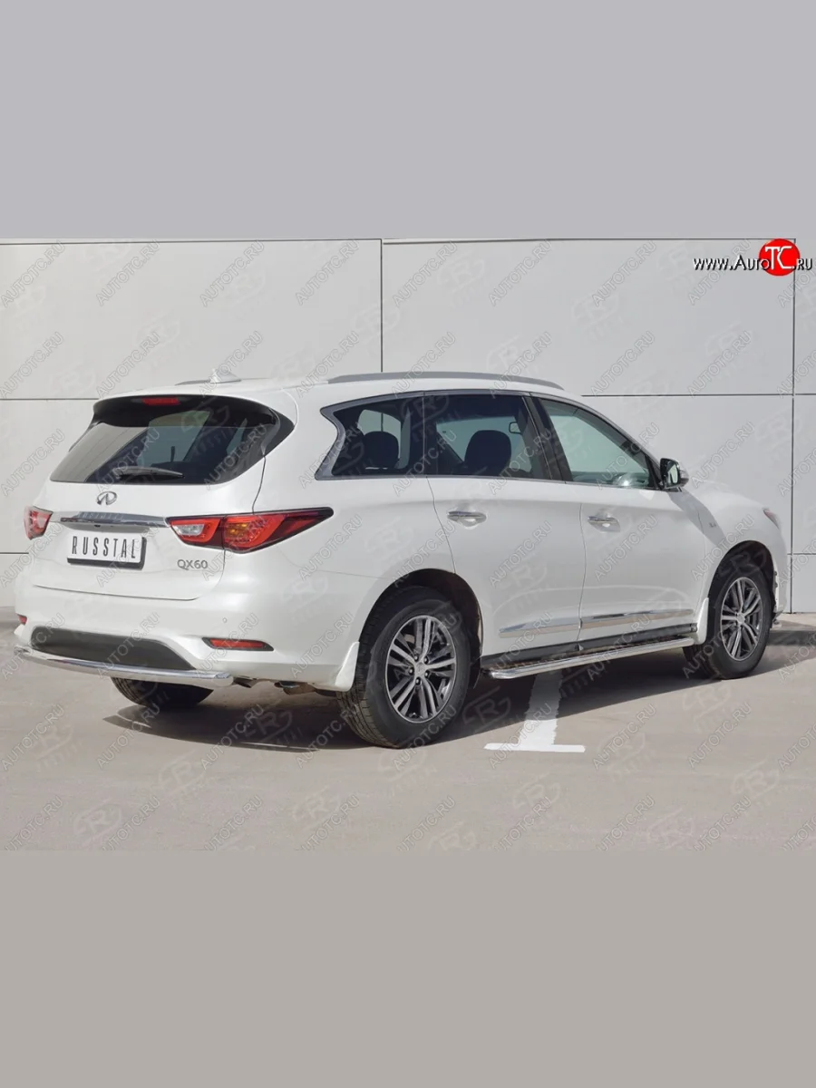 Одинарная защита заднего бампера из трубы d63 мм SLITKOFF INFINITI QX60 L50 рестайлинг (2016-2021)  с доставкой в г. Керчь