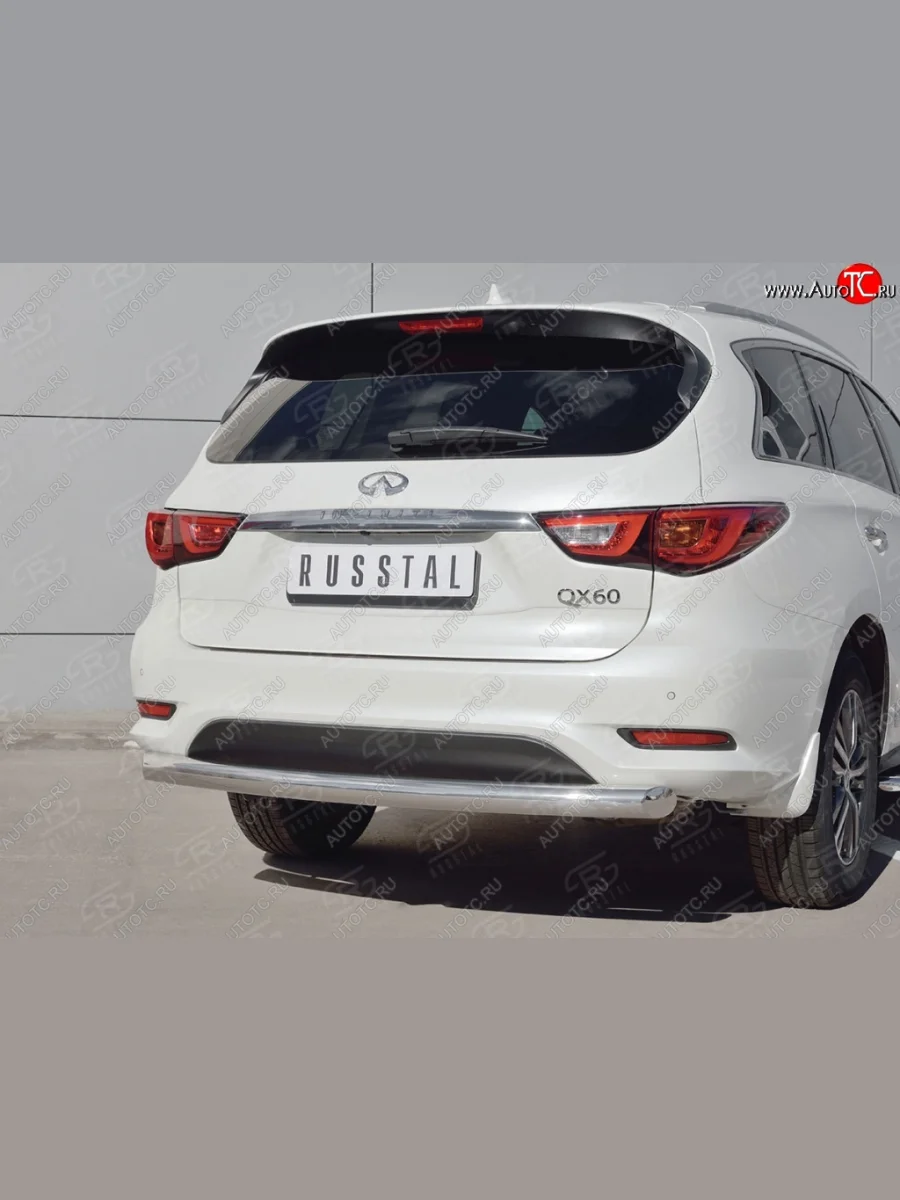 Одинарная защита заднего бампера из трубы диаметром 76 мм SLITKOFF INFINITI QX60 L50 рестайлинг (2016-2021)  в Керчи Республика Крым