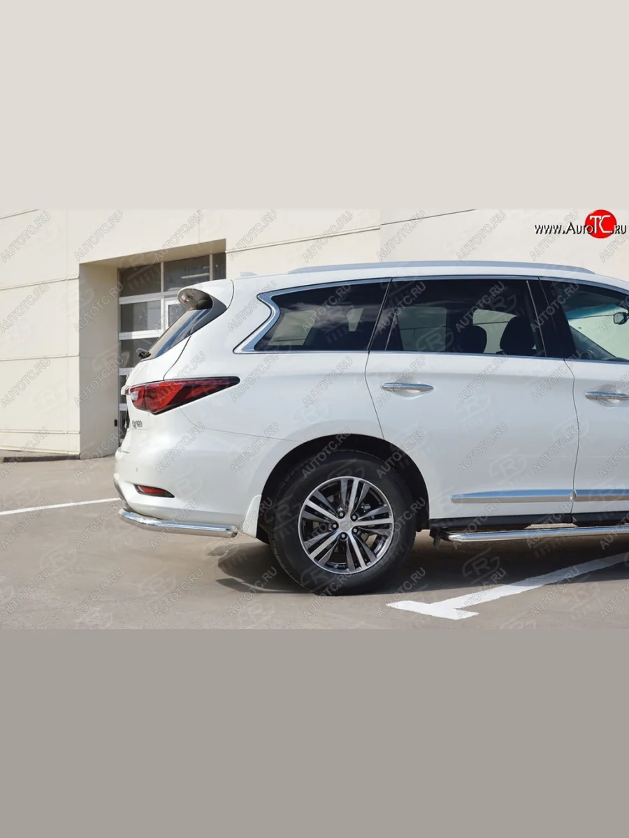 Защита заднего бампера (Ø63 мм уголки, нержавейка) SLITKOFF INFINITI QX60 L50 рестайлинг (2016-2021)  с доставкой в г. Керчь