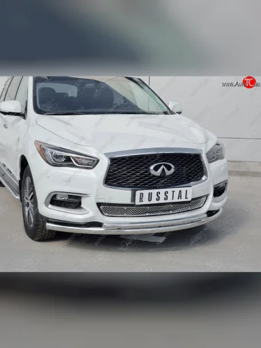 Защита переднего бампера (2 трубыØ63 и 42 мм, нержавейка) SLITKOFF INFINITI QX60  L50 (2016-2021) рестайлинг