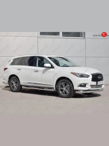 Защита переднего бампера (Ø76 мм, нержавейка) SLITKOFF INFINITI QX60  L50 (2016-2021) рестайлинг