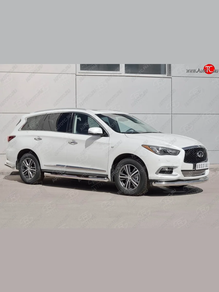 Защита переднего бампера (Ø76 мм, нержавейка) SLITKOFF INFINITI QX60 L50 рестайлинг (2016-2021)  в Воронеже Воронежской области