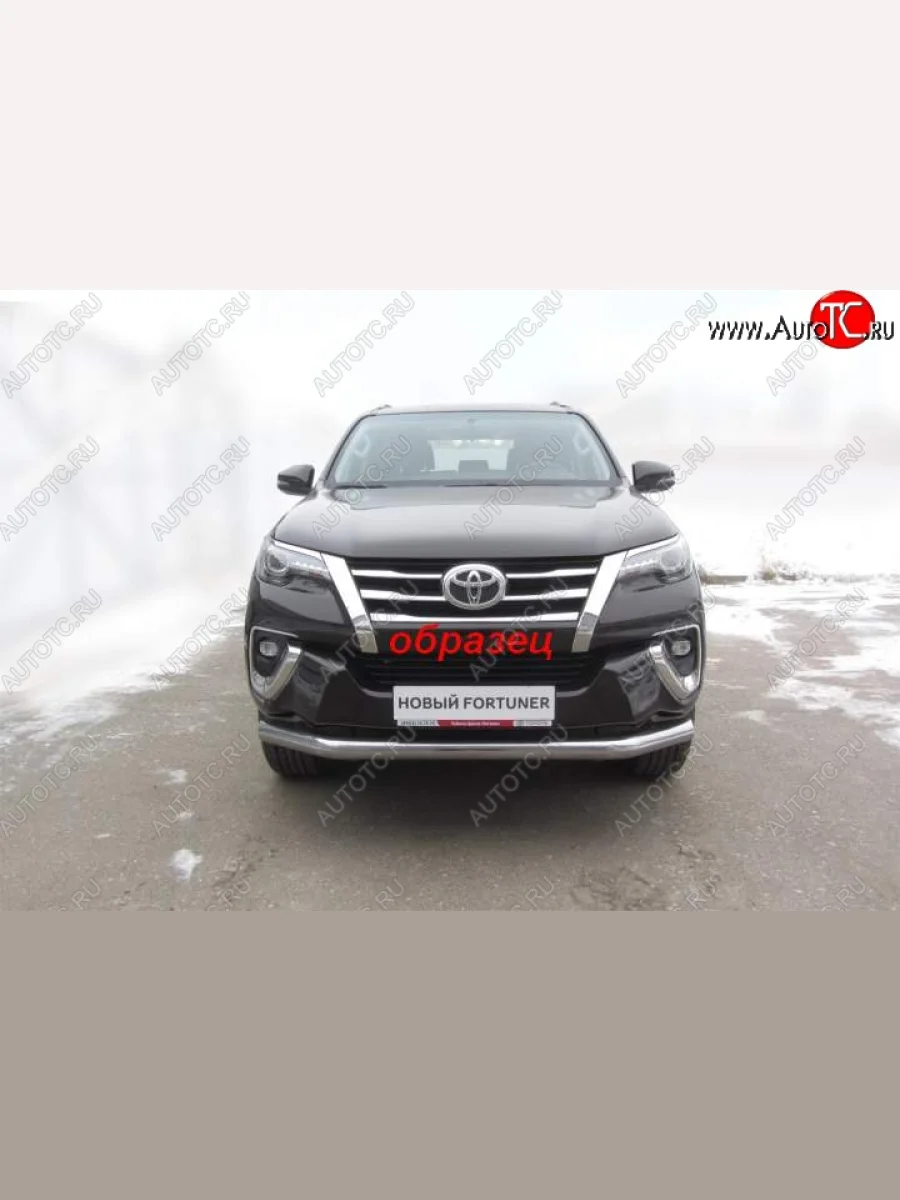 Защита переднего бампер Slitkoff  Toyota Fortuner (2015-2020) AN160 (Цвет: серебристый)  в Самаре Самарской области
