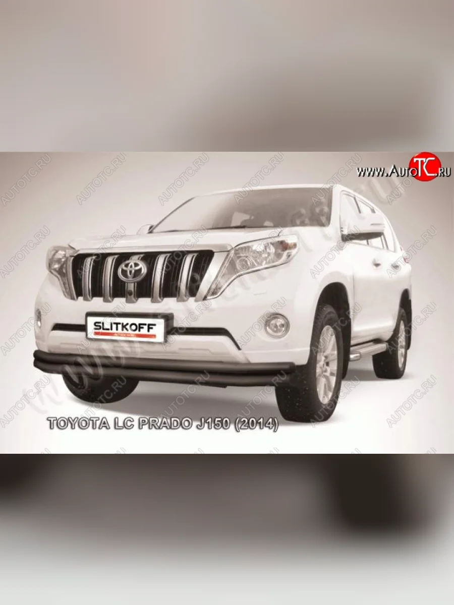 Защита переднего бампер Slitkoff Toyota Land Cruiser Prado J150 1-ый рестайлинг (2013-2017) (Цвет: серебристый)  в Керчи Республика Крым