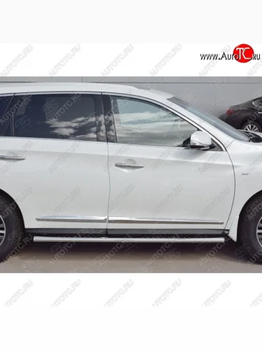 Порожки для ног (труба Ø75х42 овал с проступью) Russtal INFINITI QX60 L50 рестайлинг (2016-2021)