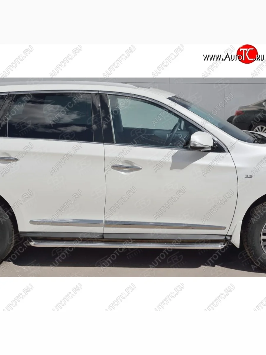 Широкая защита порогов с трубой диаметром 42 мм SLITKOFF v3 INFINITI QX60 L50 рестайлинг (2016-2021)  в Керчи Республика Крым