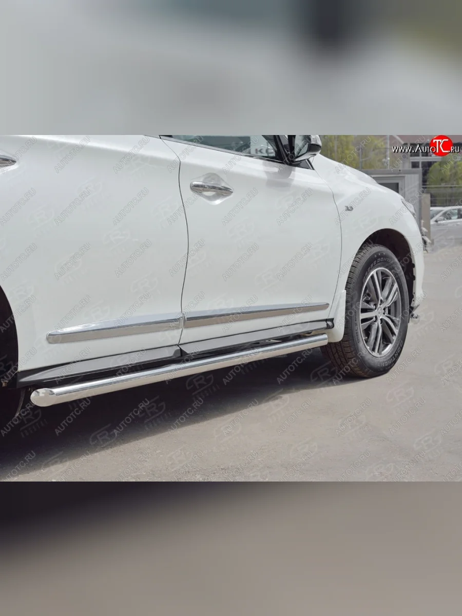 Защита порогов (Ø63 мм) SLITKOFF INFINITI QX60 L50 рестайлинг (2016-2021) (срез на торцах 45°)  в Керчи Республика Крым