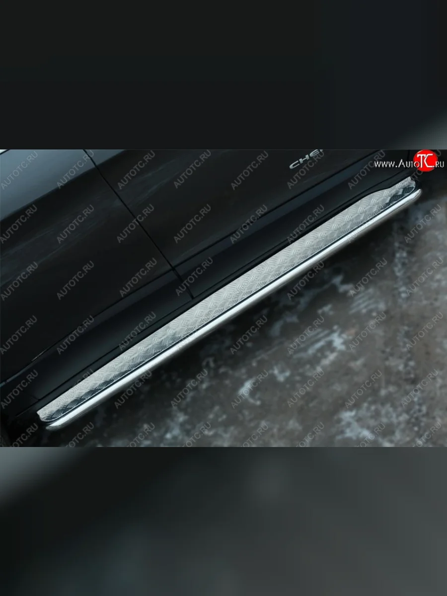 Широкая защита порогов с трубой диаметром 42 мм SLITKOFF v2  Jeep Cherokee (2014-2017) KL  В Кинешме Ивановской области