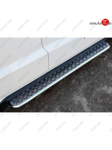 Широкая защита порогов с трубой диаметром 42 мм SLITKOFF v2 Jeep Grand Cherokee  WK2 (2010-2013) дорестайлинг