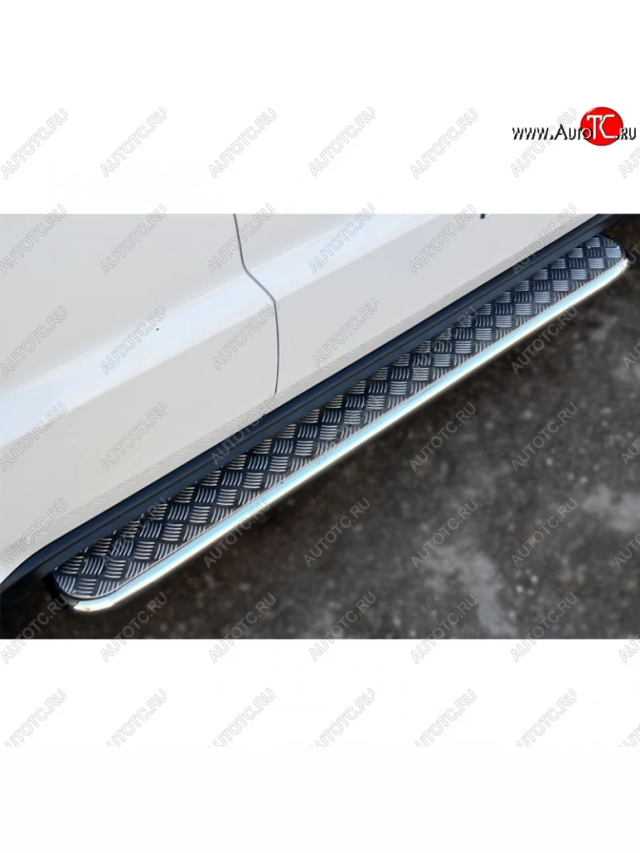 Широкая защита порогов с трубой диаметром 42 мм SLITKOFF v2 Jeep Grand Cherokee WK2 дорестайлинг (2010-2013)  в Самаре Самарской области