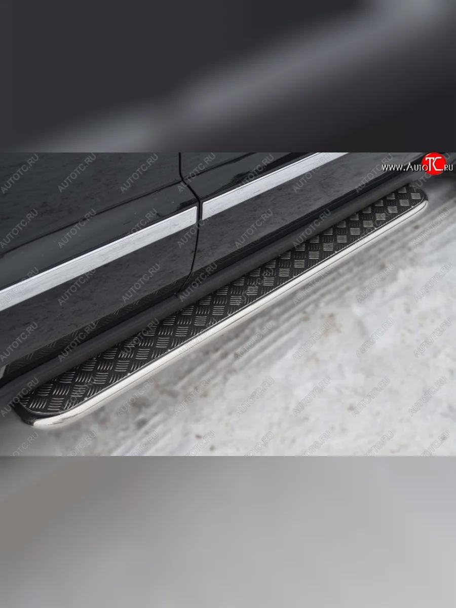 Широкая защита порогов с трубой диаметром 42 мм SLITKOFF v3  Jeep Grand Cherokee (2010-2013) WK2  с доставкой в г. Керчь