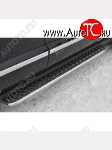 Широкая защита порогов с трубой диаметром 42 мм SLITKOFF v3 Jeep Grand Cherokee  WK2 (2010-2013) дорестайлинг