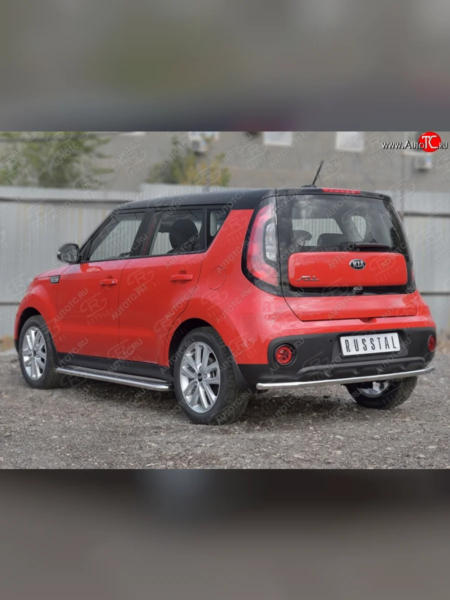 Одинарная защита заднего бампера диаметром 42 SLITKOFF  KIA Soul (2014-2016) PS  в Самаре Самарской области
