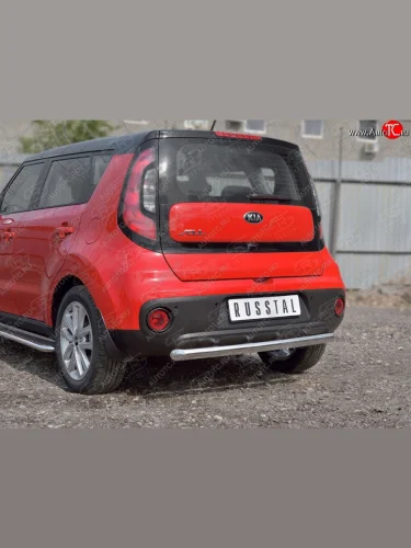 Одинарная защита заднего бампера из трубы диаметром 63 мм SLITKOFF KIA Soul  PS (2014-2016) дорестайлинг